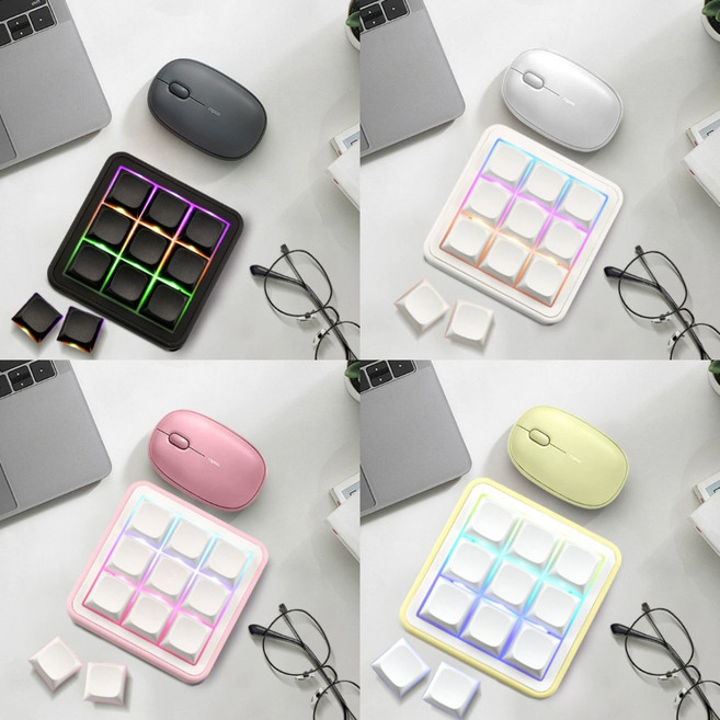 CHUANGMENG C9 유선 기계식 미니 키보드 올키 매크로키보드 9키배열 osu RGB 핫스왑DIY 타입C, 올블랙, C9유선버전(청축)