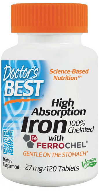 Doctor's BEST High Absorption鐵錠 27mg, 120顆, 1罐