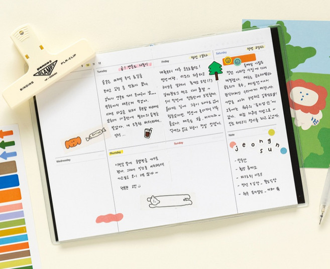 하반기 반년 다이어리 위클리 큰 칸 6개월 직장인 만년 귀여운 다이어리, 365 크림