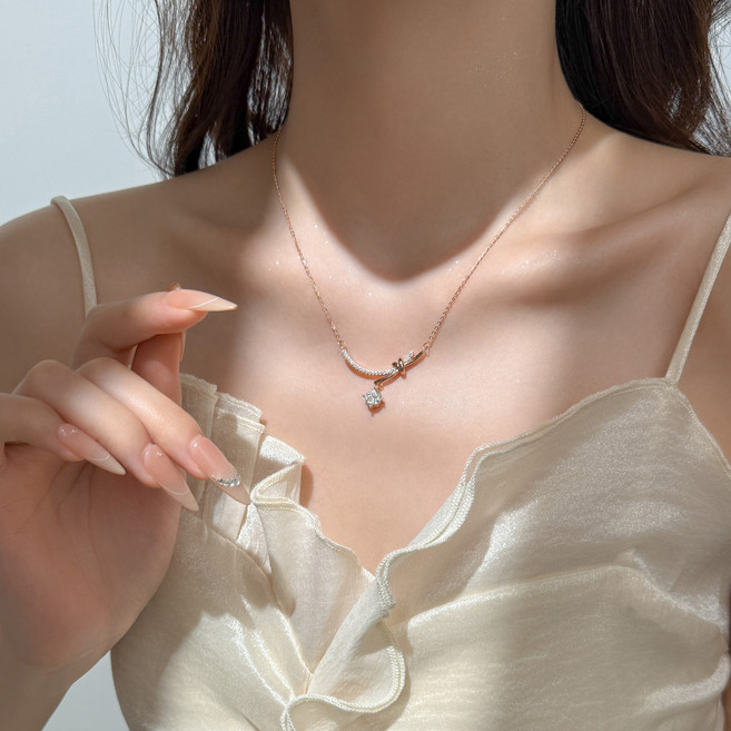 S925 실버 리본 모이사나이트 목걸이 1캐럿 14K/18K 도금 데일리&선물용 GRA 인증