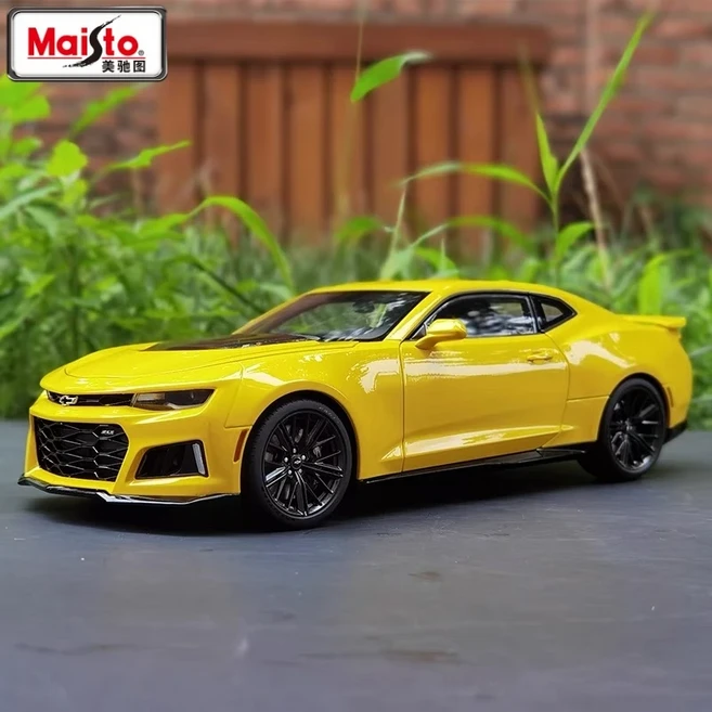 Maisto 1:24 시보레 카마로 ZL1 합금 스포츠카 다이캐스트 스케일 자동차 모델 정적 컬렉션 장난감 선물, 01 Yellow