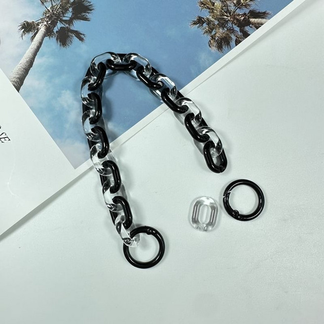 아크릴 휴대폰 가방 체인 줄 스트랩 25cm, 3개, 블랙