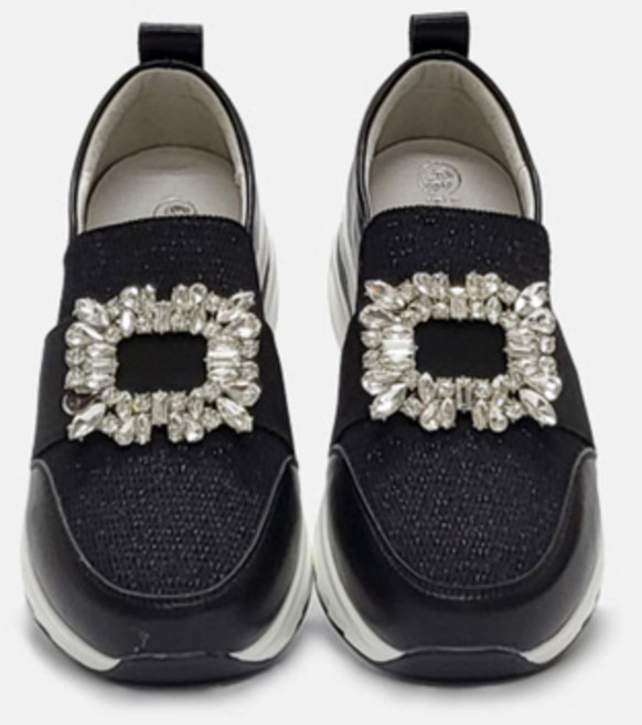 스퀘어 비즈 키높이 스니커즈 4cm