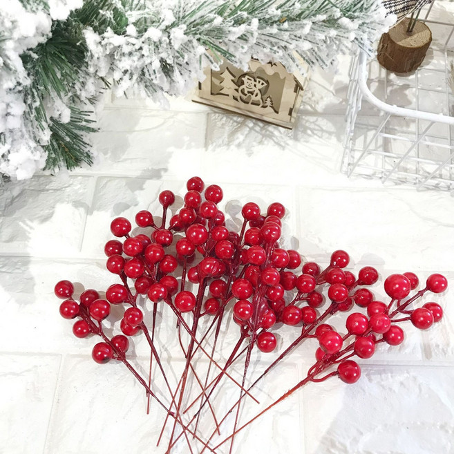 크리스마스 열매 베리 트리장식, 10개, 레드