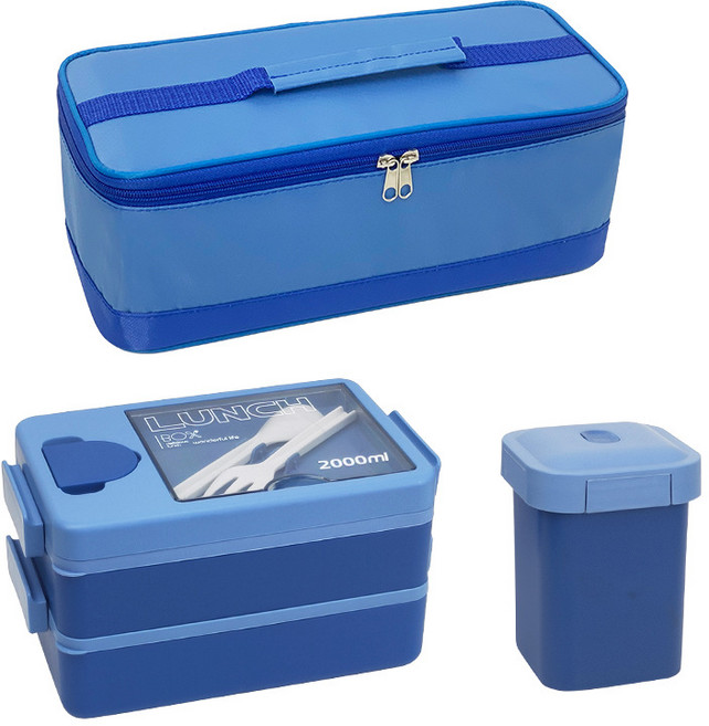 일체형 대용량 보온도시락+보냉가방 세트, 그린, 1세트