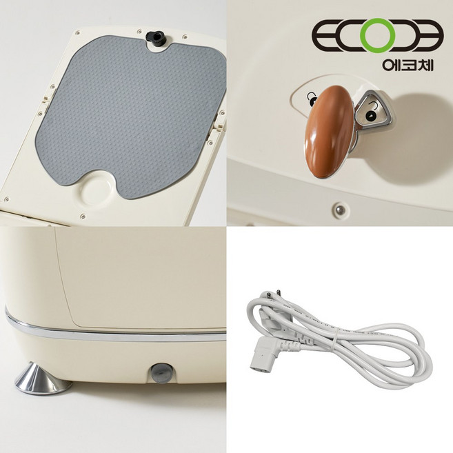 [3L/4L 전용] 에코체 음식물처리기 손잡이 도어핸들 도어패드 인디케이터 배수마개 전원코드 핸들락 정품 소모품, 전원코드-블랙, 없음