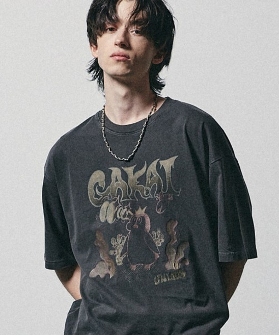 가까이 유니언즈 GAKKAI UNIONS 히든 캐치 피그먼트 반팔 티셔츠 차콜 205253