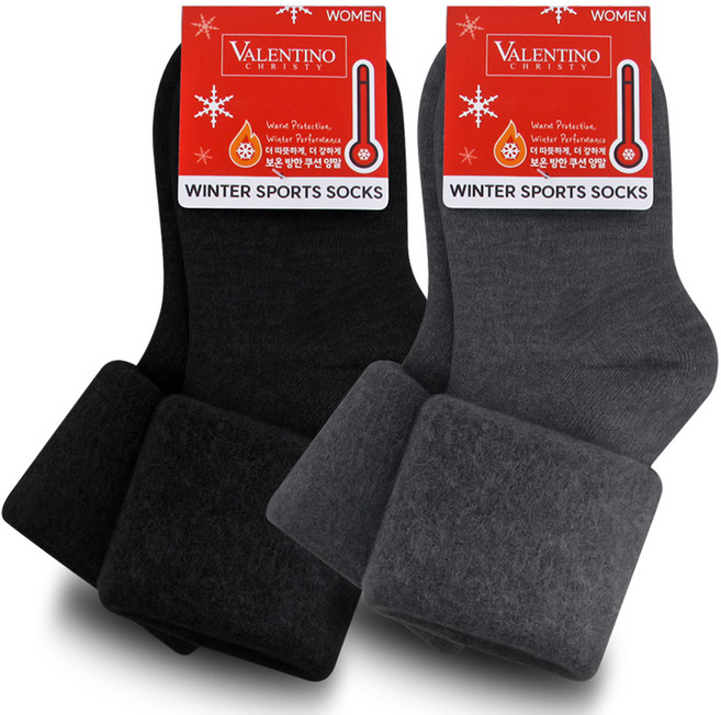발렌티노크리스티 두꺼운 방한 쿠션 통 기모 겨울 무압박 양말 장목 6켤레