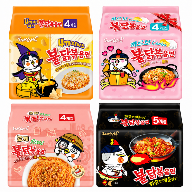 삼양 불닭멀티 4종 세트(불닭+까르보+로제+4가지치즈), 1세트