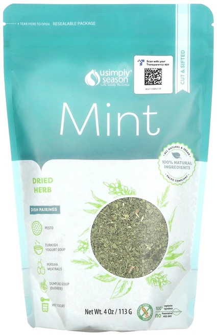 USimplySeason 말린 허브 민트 잘라서 체 113g(4온스), 1, 113ml, 113g - 쿠팡