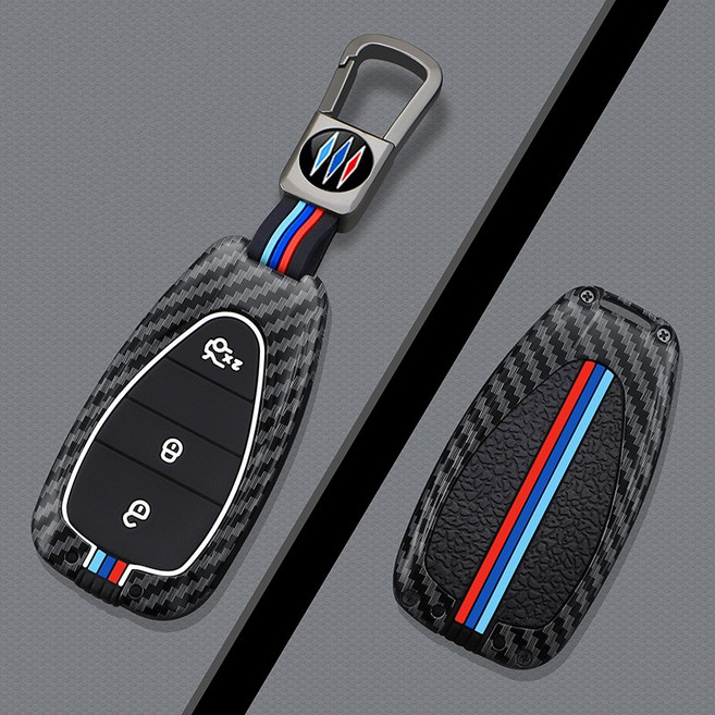 메탈릿 쉐보레 호환 메탈 키케이스 키커버 키링 키홀더 스파크 트랙스 말리부 크루즈 볼트, C-2(3버튼), 카본