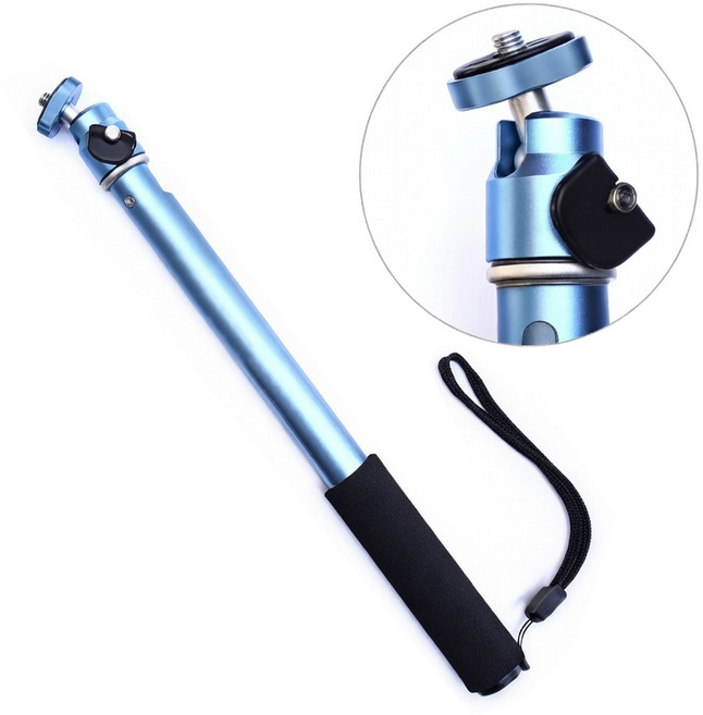 체리스팟 QP-906 블루 셀카포드 카메라 셀카봉 모노포드 길이조절 촬영봉, 1개