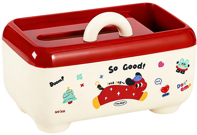 Heapsion 티슈 케이스 귀여운 휴지 수납 상자 다용도 수납함 리모컨 수납, 빨간색, 1개