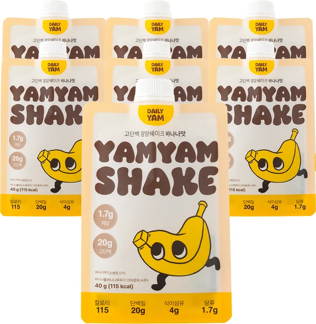 데일리얌 단백질 쉐이크 얌얌쉐이크 바나나맛 1BO, 7개, 40g - 쿠팡
