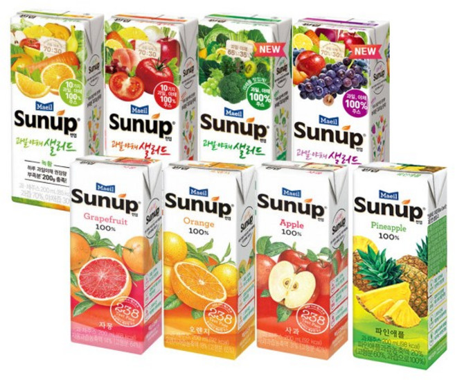 썬업 100%과일주스/과일야채샐러드 200mlx24팩, 200ml, 24개