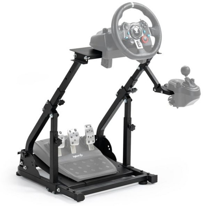 마라다 심 레이싱 휠 스탠드 높이 조절 가능 각도 스티어링 로지텍 G25 G27 G29 G920 G923 쓰러스트마스터 T300 T248에 적합 휠페달기어 변속기 미포함, 마라다 심 레이싱 휠 스탠드 높이 조절 가능 각도 스티