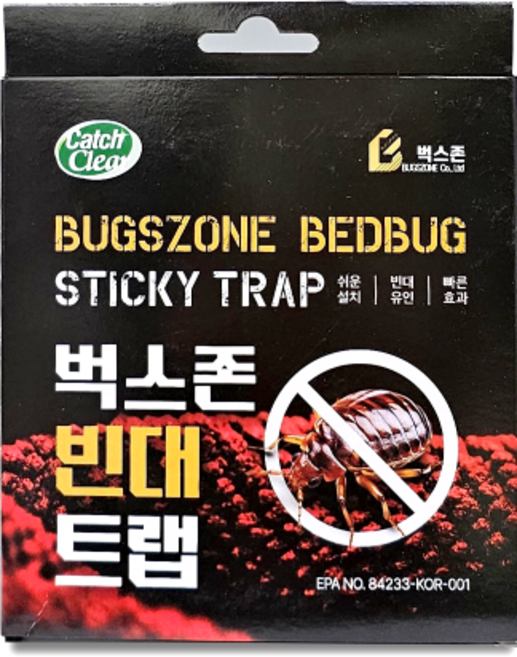 벅스존 빈대트랩 2매1팩 간편한 설치 강력한 끈끈이 빈대 베드버그 집진드기 벼룩 해충 벅스존, 1개