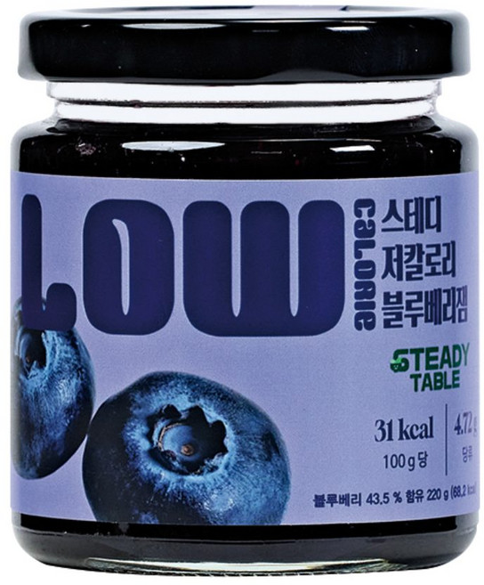 스테디 저칼로리 저당 블루베리잼, 220g, 1개