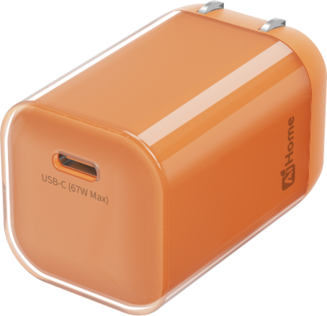 AI Home 67W GaN Mini Type-C 充電器, 橙色充電器（不附線）, 1個
