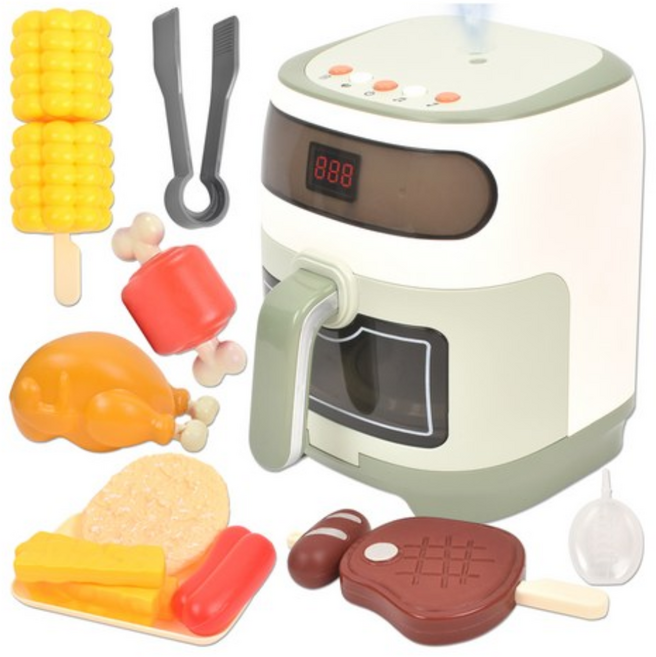 오즈토이 수증기가 나오는 스팀 쿠킹 에어프라이어, 그린, 1세트