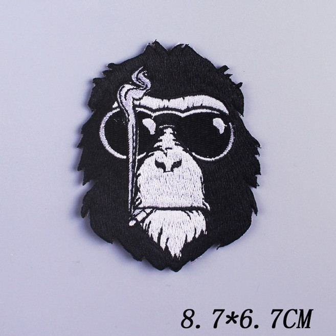와펜 자수 패치 열접착 빈티지 캐릭터 명품와펜 펑크해골 옷에 에 철 의류 스티커에 대한 수 놓은 오랑우탄 아플리케 스트라이프