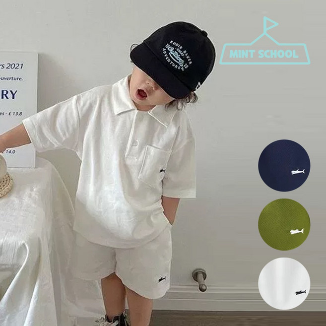 민트스쿨 어린이 상하복 아동상하복 남아상하복 여아상하복 상하복세트 얼집룩 등원룩 카라티 반팔반바지 카라티 세트상품 유아세트 남아상의 초등상하복