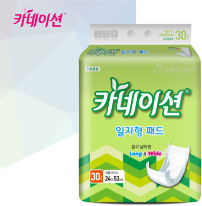 카네이션 일자형 패드 속기저귀 일반 30매 6팩 (180매), 30개입, 6개