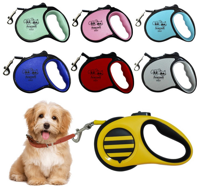 아라코엘리 반려동물 필수품 원터치펫브러쉬/산책용물병/고양이낚시대/꼬임방지리드줄/고양이브러쉬/LED발톱깎이, 1개, 꼬임방지 자동 리드줄(3m / 그레이)