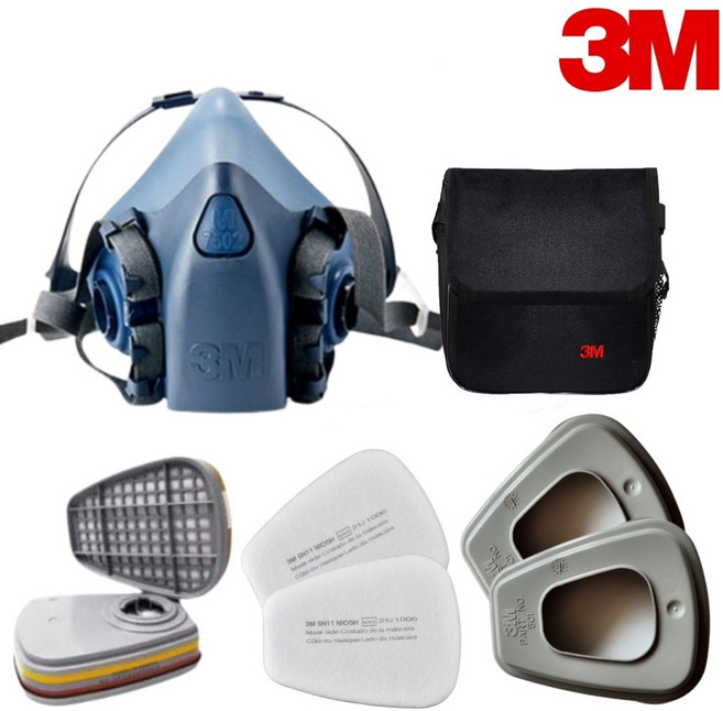 3M 양구형 면체마스크세트 7502(1개)+6003K(2개)+5N11(2개)+501(2개)+ 방독면가방(1개), 혼합, 1세트