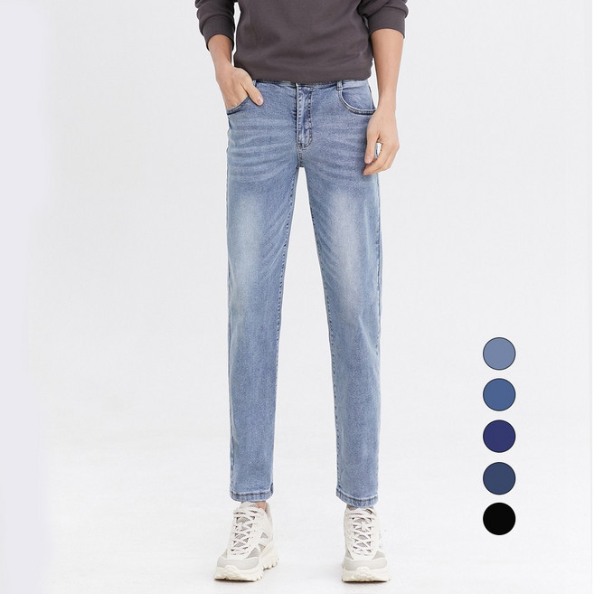 엘블로썸 남자 쫀쫀스판 히든밴드 크롭(9부) 세미배기 청바지 YKK 지퍼사용