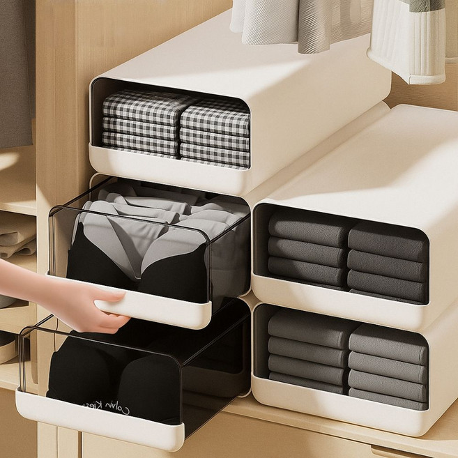 홈앤온 서랍식 대형 양말 속옷 정리함, 화이트, 1개