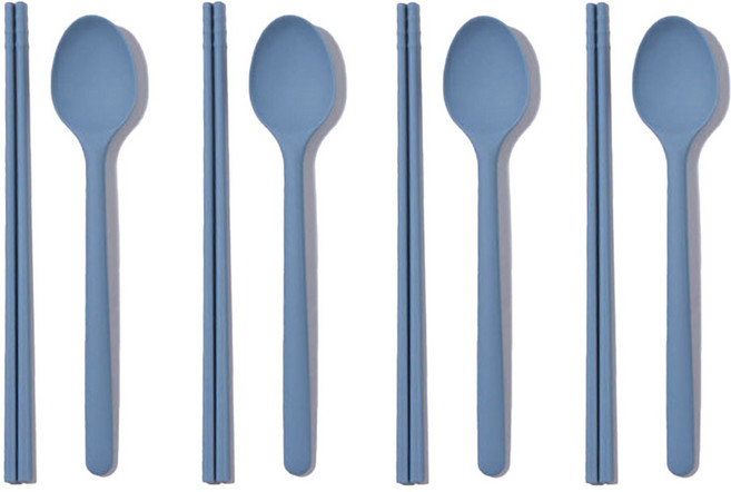 유일코리아 국산 실리콘 성인 수저세트, 인디블루, 4세트, 숟가락+젓가락