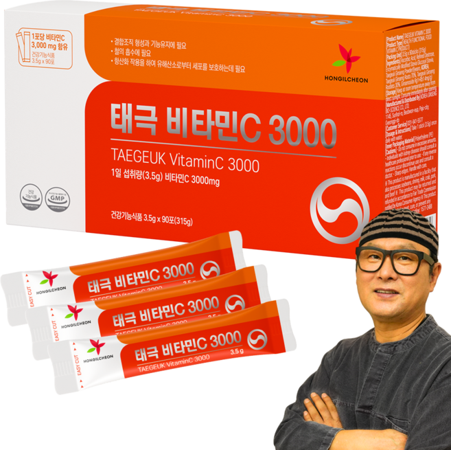 태극 비타민C 3000 고함량 비타민C 3000mg 김오곤 성분배합개발 태극삼함유 대용량 3.5gx90포 (3개월분), 1개, 315g