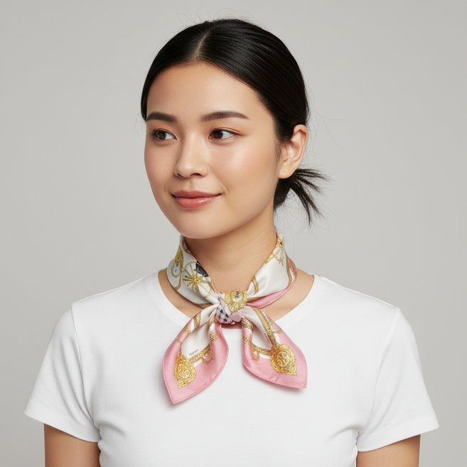 닥스 면실크 마차일러스트 미니 스카프