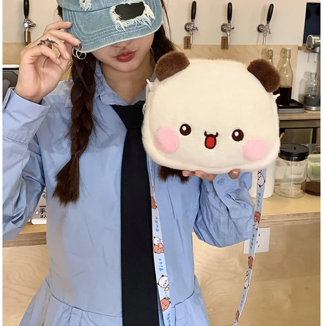 귀여운 Bubu 및 Dudu Crossbody 가방 Kawaii 애니메이션 곰 그림 흰색 가방 여름 패션 소녀를위한 다목적, 02 White