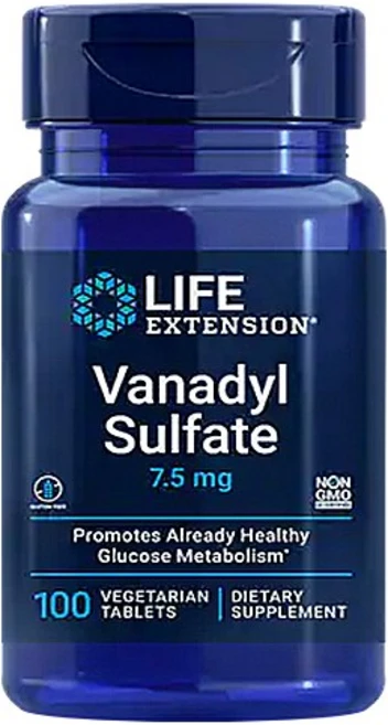 라이프익스텐션 바나딜 설페이트 황산염 7.5mg 100정 혈당 및 인슐린 지원, 1개 - 쿠팡