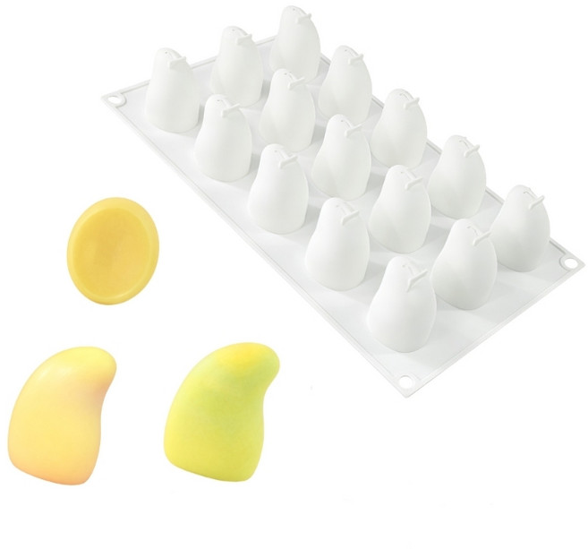 무스 케이크 페이스트리 디저트 초콜릿 만들기에 적합한 창의적인 망고 모양 몰드, 15 consecutive