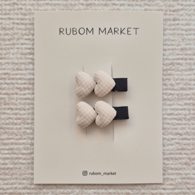 [루봄마켓] 자체제작 체크 하트 미니 헤어핀 2P 세트 키즈 여아 감성 포인트 핀