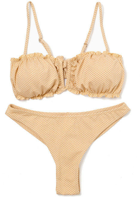 비키니 여름 여성 섹시 서핑 비치 수영복 글래머러스 바캉스룩 2025, 황금색