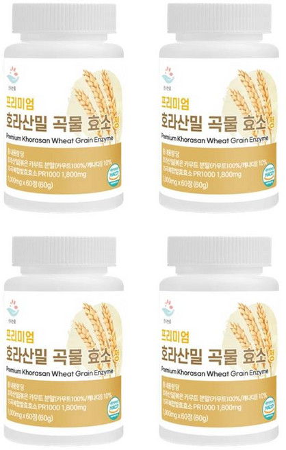 호라산밀 15곡 발효효소 1000mg, 60정, 4개