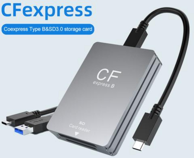 2 in 1 CFexpress Type B SD 카드 리더기 휴대용 CF Express 리더 USB3.2 Windows SLR용 10Gbps 듀얼 슬롯 SD 메모리 카드 어댑터, [02] TypeB and SD3.0, TypeB and SD3.0