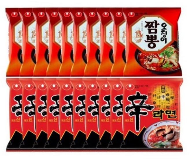 (올따옴)농심 오징어짬뽕 10개+신라면10개, 1개