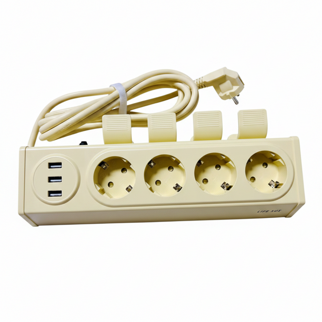 라이프썸 이지클릭 USB 멀티탭 4구 3포트 3M (LFS-HA) 4종 택1 눌러뽑는 멀티탭 4000W 고용량, 1개, 레몬타르트