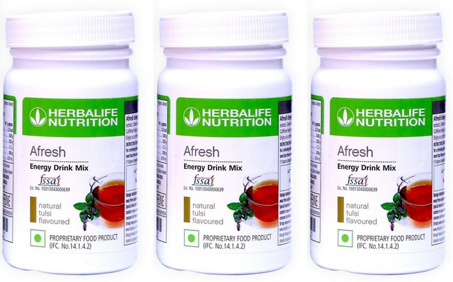 허벌라이프 AFresh 허벌 에너지 드링크 믹스 | 활력을 주는 툴시(Tulsi) 맛 트리오 팩 | 천연 에너지 부스팅 포뮬러 | 간편한 스틱형 포장 3개입 (각 50g), 1개