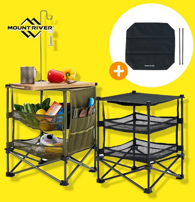 마운트리버 미니쉘 5.0 (상판포함) 캠핑 수납장 건조대 미니 쉘프, 마운트리버 미니쉘 5.0 (카키) + 상판