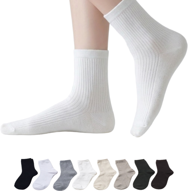 포시즌앤코/남녀공용 골지 양말8컬레세트/데일리 기본 중목 면양말 /사계절 학생 직장인 양말