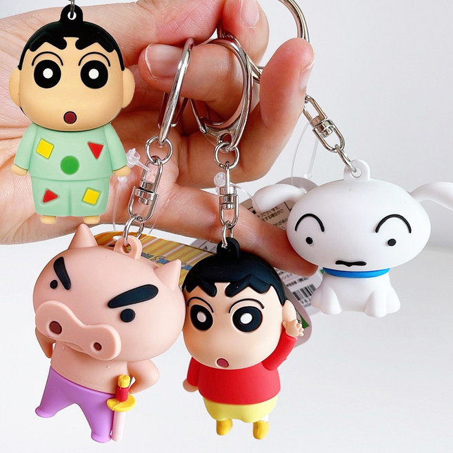 짱구는 못말려 미니 피규어 키홀더 키링 짱구 부리부리대마왕 흰둥이, 1개