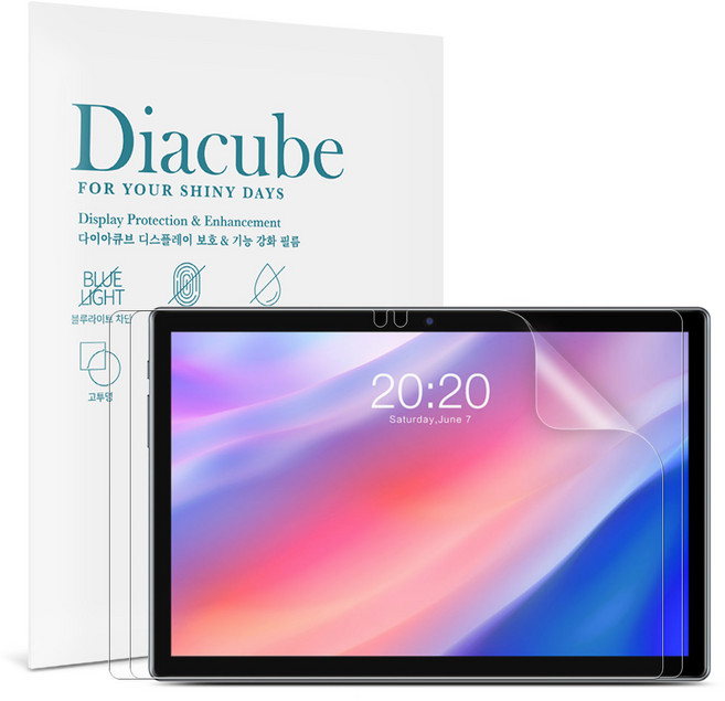 다이아큐브 태클라스트 P20HD 2세대 저반사 지문방지 항균 블루라이트차단 액정보호필름 간편부착, 2개입