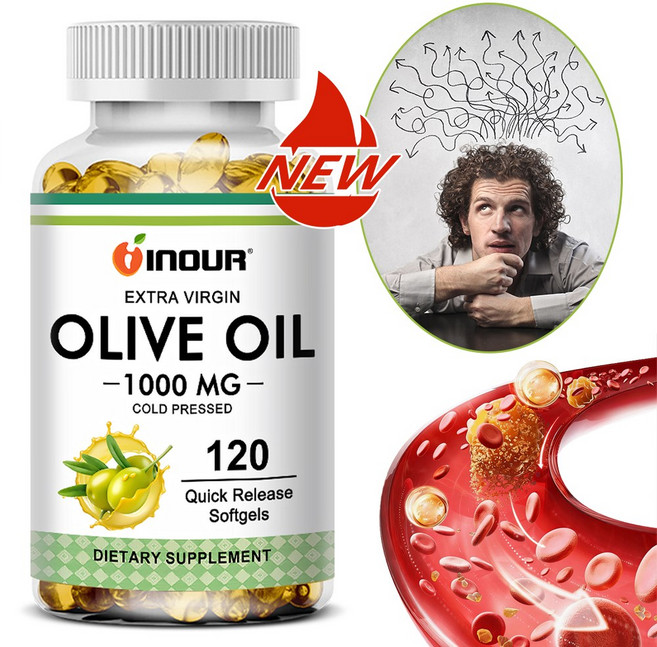 [INOUR] 올리브 오일 1000mg 고함량 | 항산화 | 심혈관 건강 | 60/120캡슐/병 비유전자변형(Non-GMO), 3개, 120정