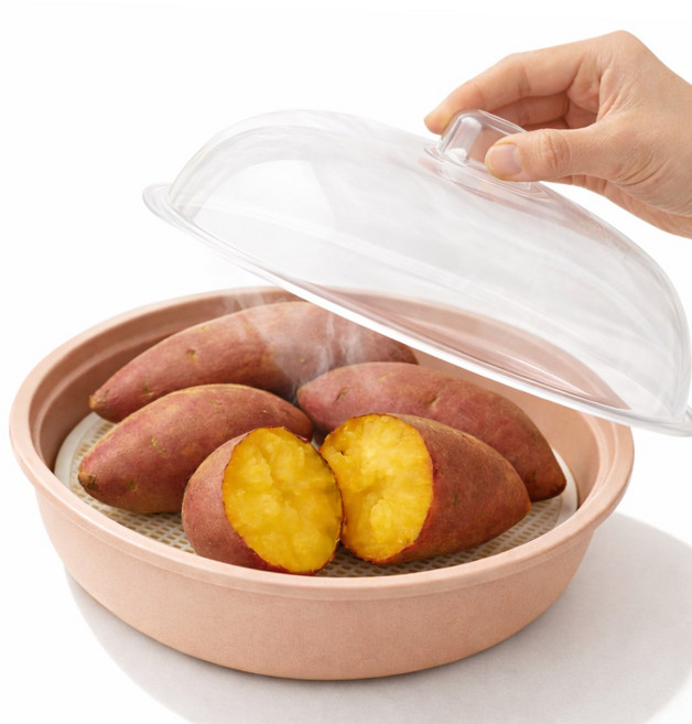 로벨스 국내생산 전자레인지 찜기 용기 만능, 1개, 우유핑크